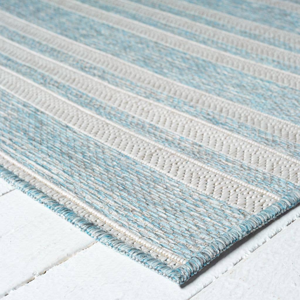 3x5 Ocean Blue Striped Indoor/Outdoor Rug