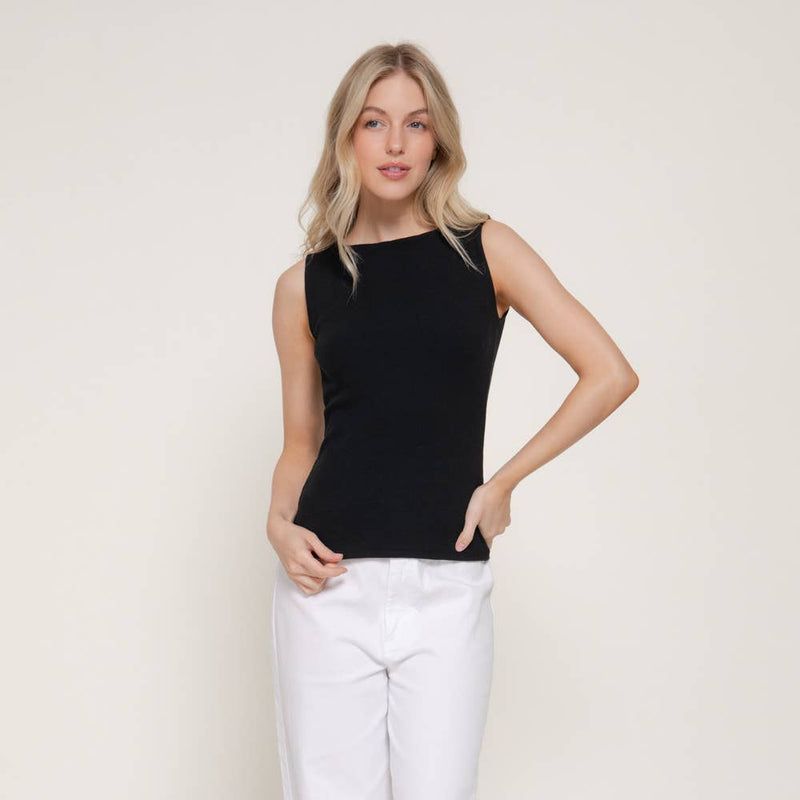 Pamela Sleeveless Boat Neck Top