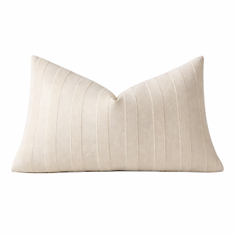Soft Beige Striped Lumbar Throw Pillow - Cloth + Cabin