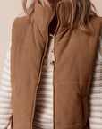 Coffee Corduroy Puffer Vest