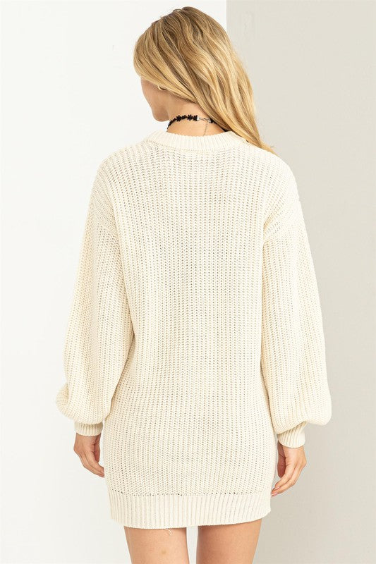 Chloe Cable Knit Ribbed Mini Sweater Dress