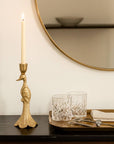 Gold Peacock Taper Candle Holder - Cloth + Cabin