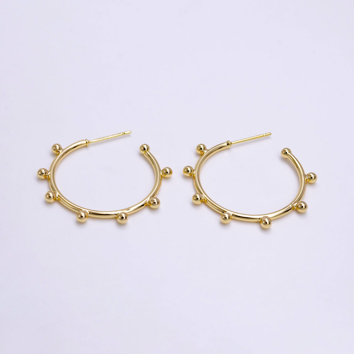 25mm Dotted Outline C-Shaped Hoop Earrings