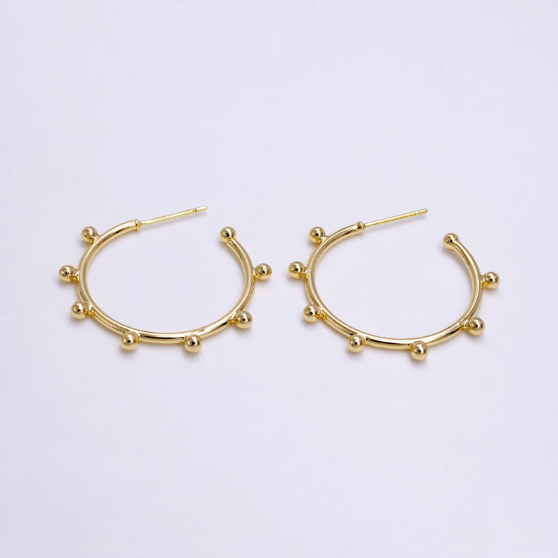 25mm Dotted Outline C-Shaped Hoop Earrings