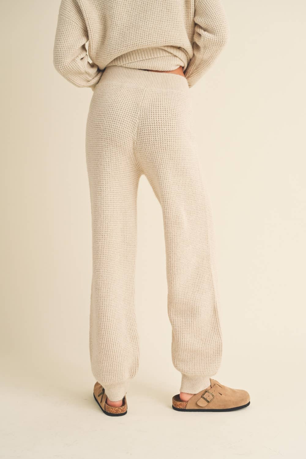 Roselyn Waffle Pattern Sweater Jogger Pants
