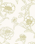 Peonies Gold Leaf Peel and Stick Wallpaper