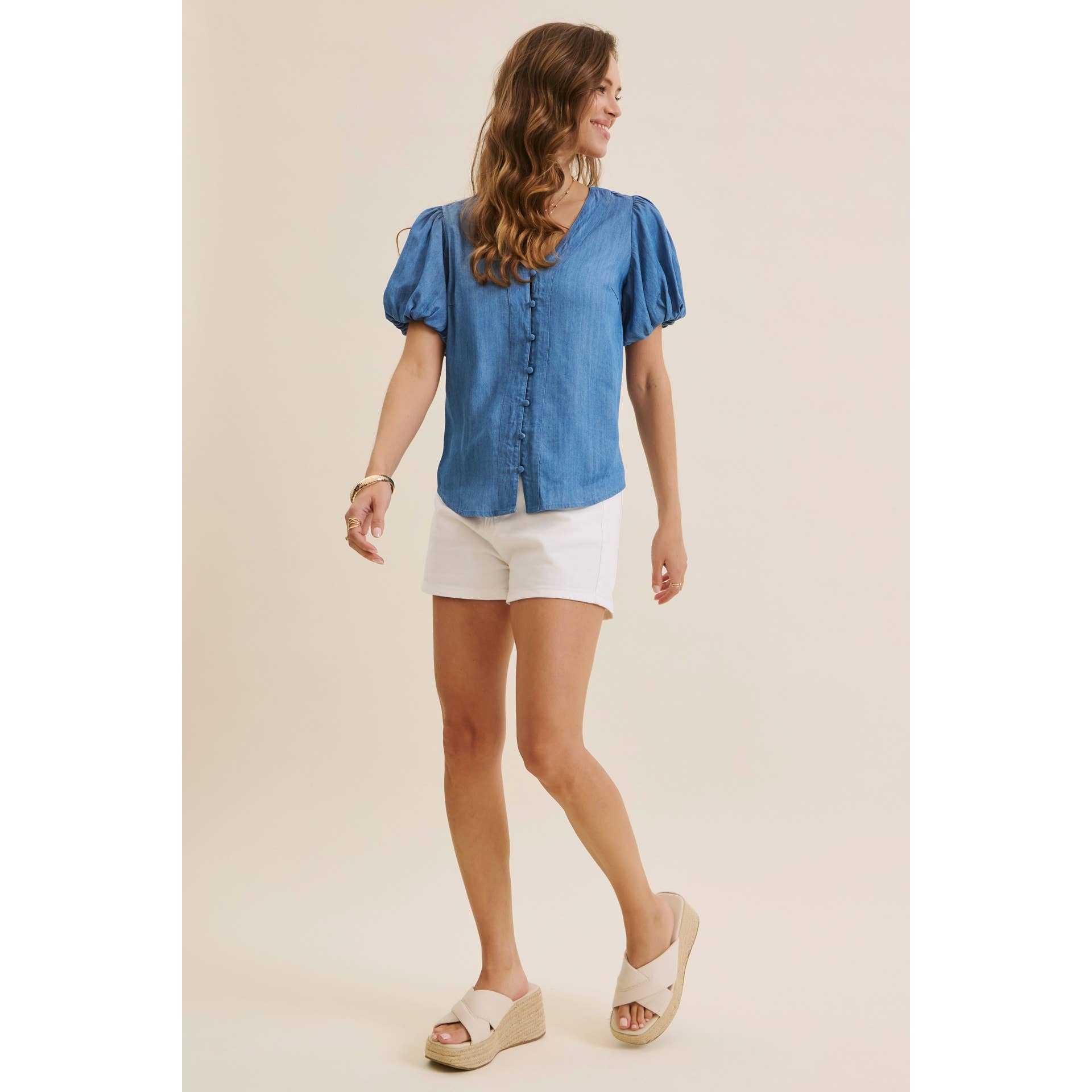 Danika Bubble-Sleeves Top