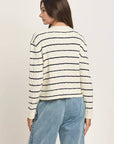 Hannah- Cable Knit Striped Cardigan