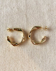 18k Gold Filled Crimped Half-Hoop Earrings