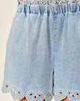 Bianca Embroidered Waist Elastic Flare Shorts