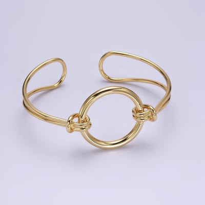 14K Gold Filled Round Circle Rope Tied Minimalist Cuff Bangle Bracelet - Cloth + Cabin