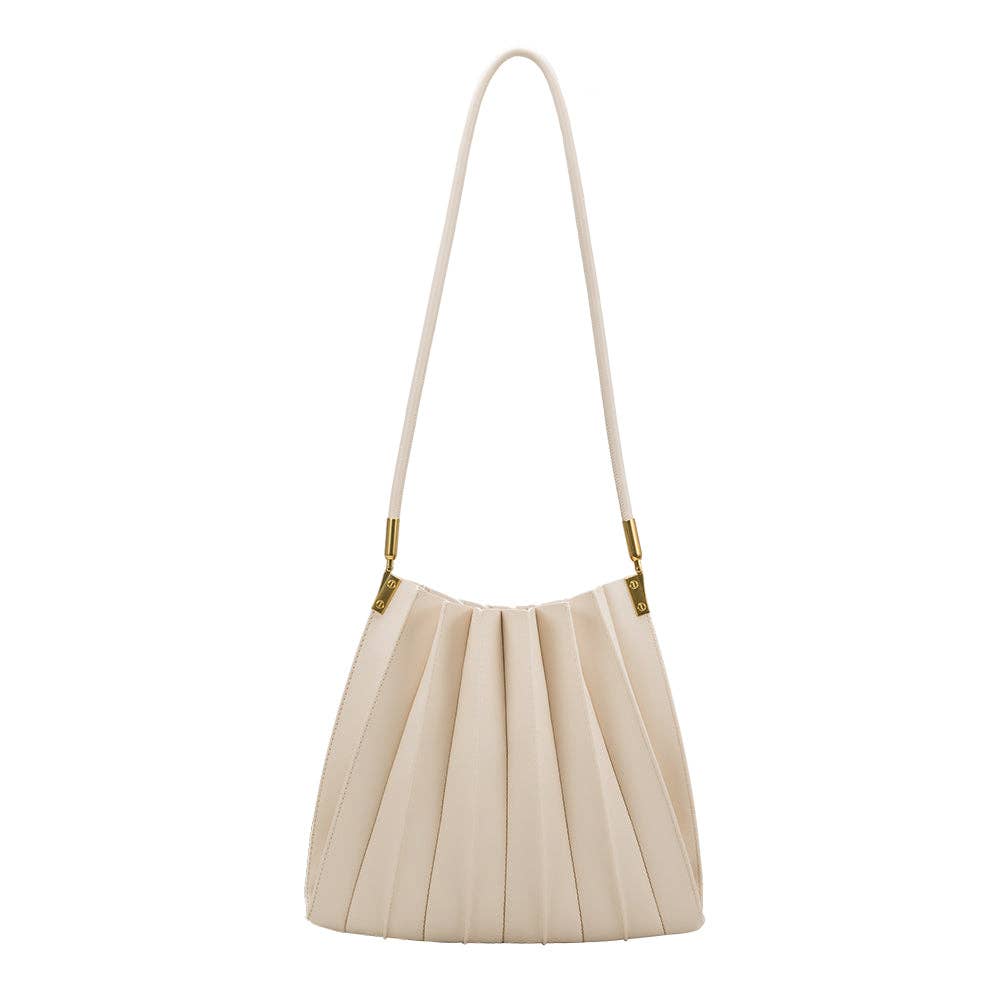 Carrie Ivory Pleated Vegan Shoulder Bag