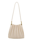 Carrie Ivory Pleated Vegan Shoulder Bag