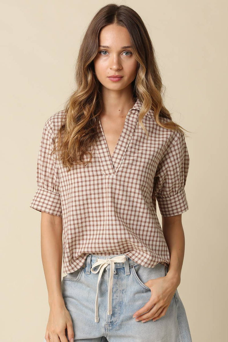 Anni Gingham Puff Sleeve Blouse