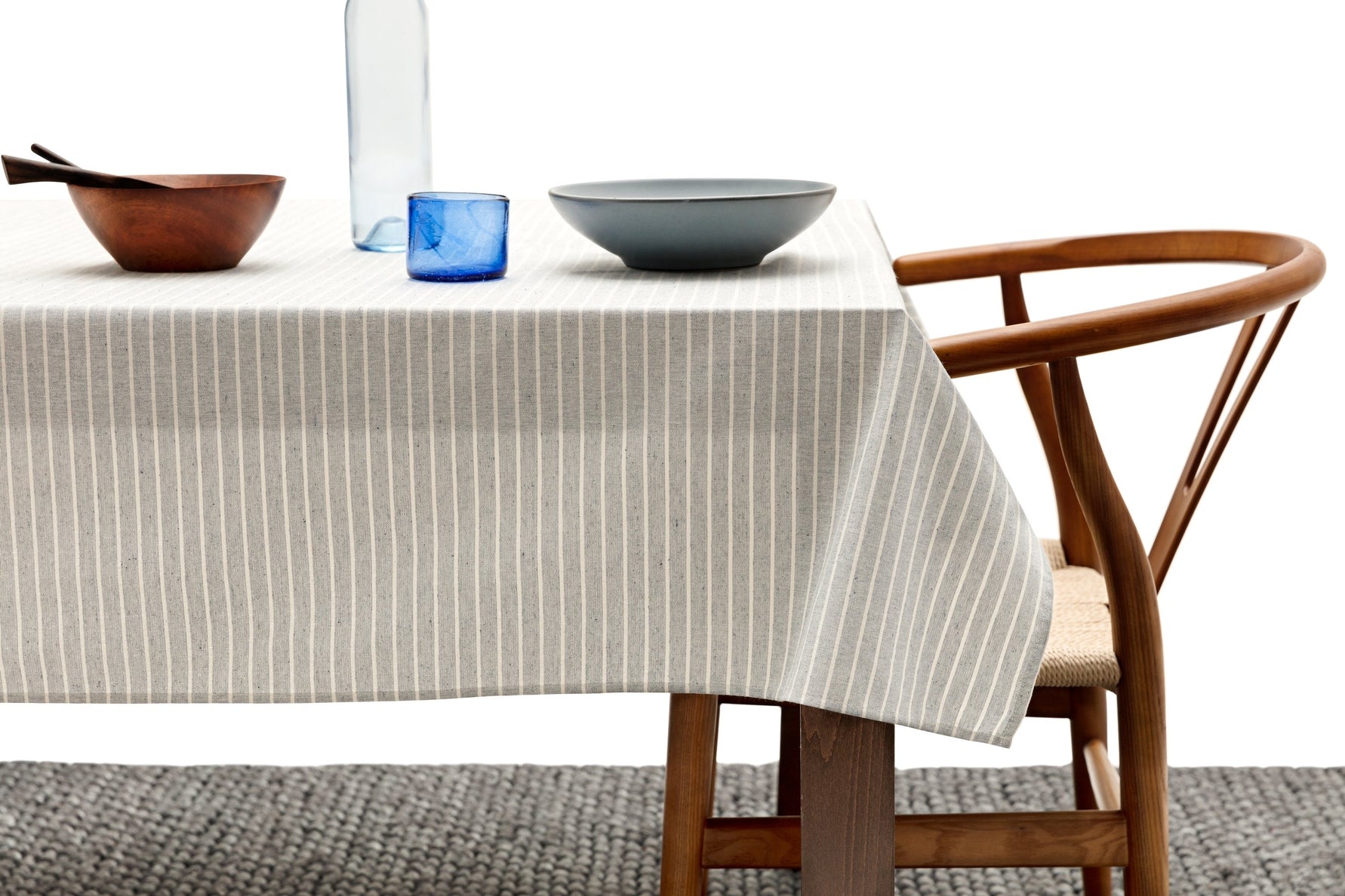 Grey Striped Tablecloth - Cloth + Cabin