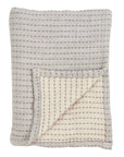 Grey Pure Cotton Line-Stitch Throw Blanket