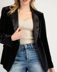 Velvet Long Sleeve One Button Blazer