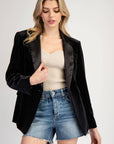 Velvet Long Sleeve One Button Blazer