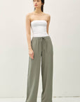 Elle-Linen Blend Wide Leg Pants