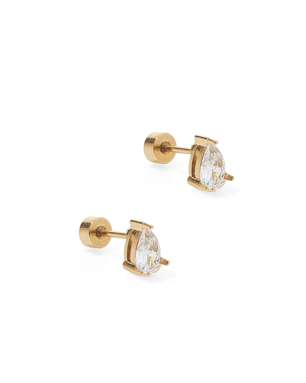 Screwback Stud Earrings - Paige Pear Gold