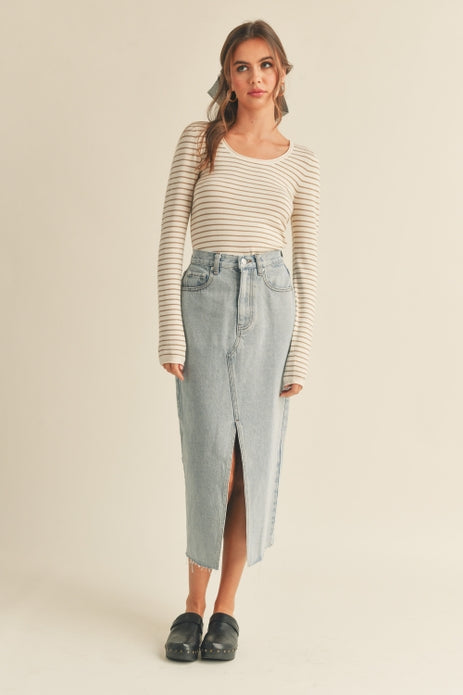 Sloane Striped Knit Top / Taupe
