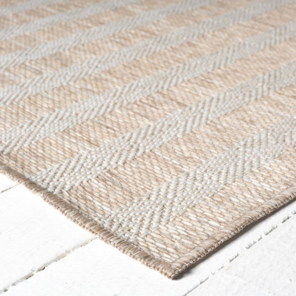 Ocean Striped Beige Brown Indoor/Outdoor Area Rug