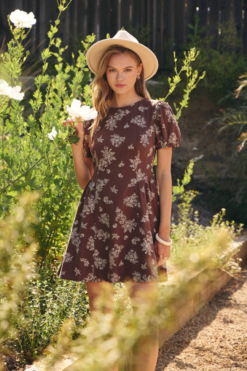 Amina Vintage Toile Flared Mini Dress