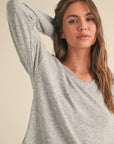 Brushed Hacci Long Sleeve V Neck Top