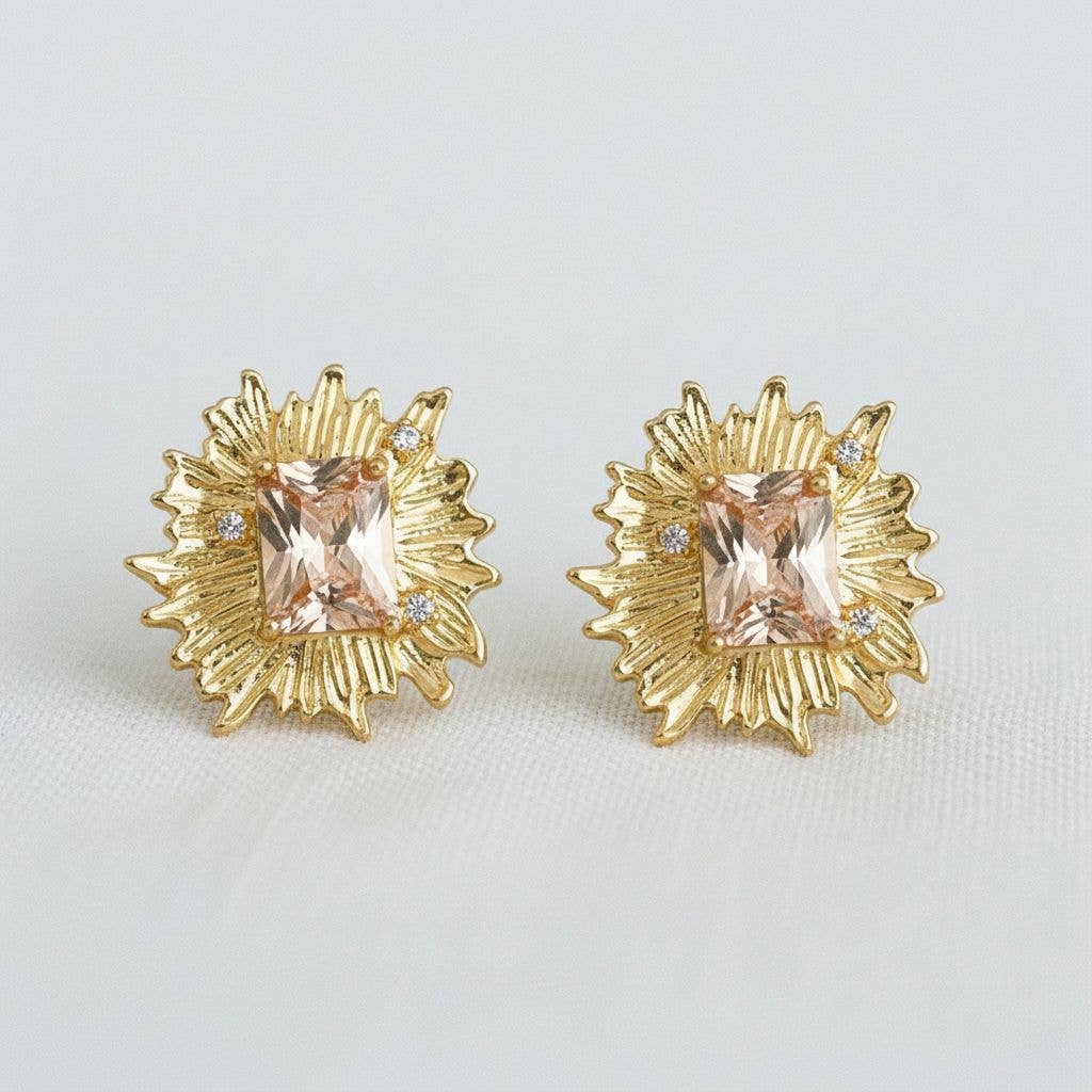 Artistic Floral Gemstone Stud Earrings - Cloth + Cabin