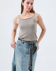 French Styles Striped Satin Silky Skinny Scarf