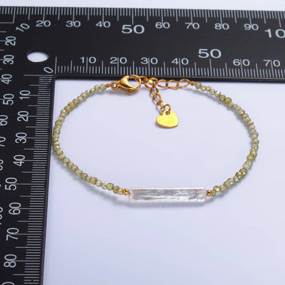 Stainless Steel Biwa Freshwater Pearl Multifaceted Crystal Gemstone 7 Inch Bracelet