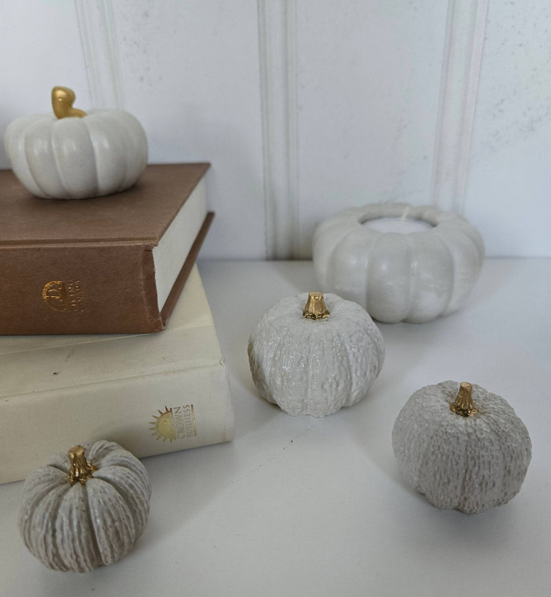 Concrete Pumpkins /  White - Cloth + Cabin