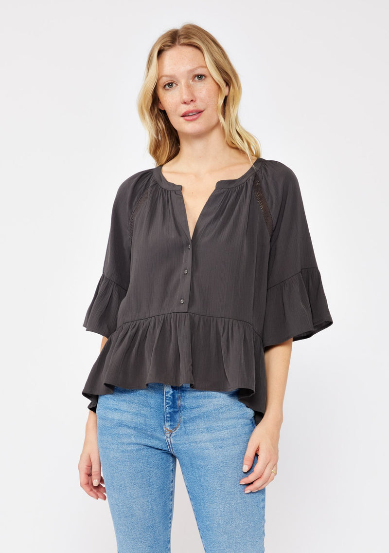 Amari Split Neck Peplum Top