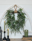 16" Snowy Cedar Hanging Wreath