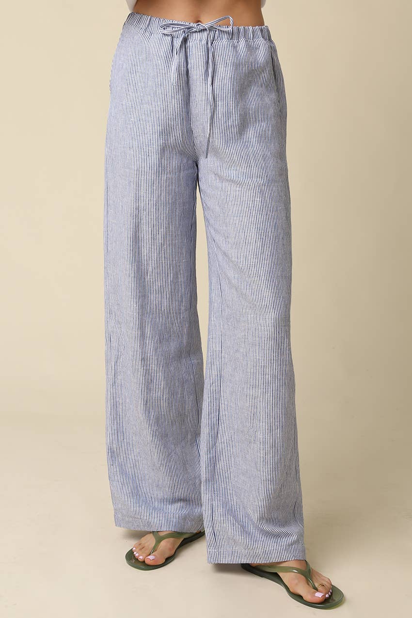 Victoria Sky Linen Wide Leg Pants