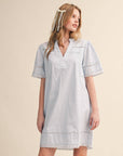 LACE TRIM SHORT SLEEVE TUNIC DRESS MDR4659 - Cloth + Cabin