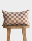 Tan & Brown Checkered Pillow Cover