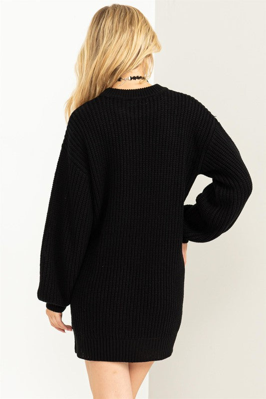 Chloe Cable Knit Ribbed Mini Sweater Dress