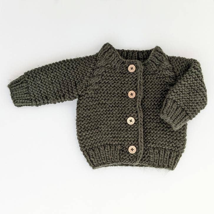 Loden Green Garter Stitch Cardigan