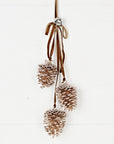 Champagne Glitter Pinecone Trio Cluster
