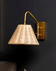 13-inch Rattan Swing Arm Wall Sconce