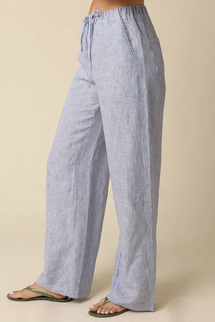 Victoria Sky Linen Wide Leg Pants