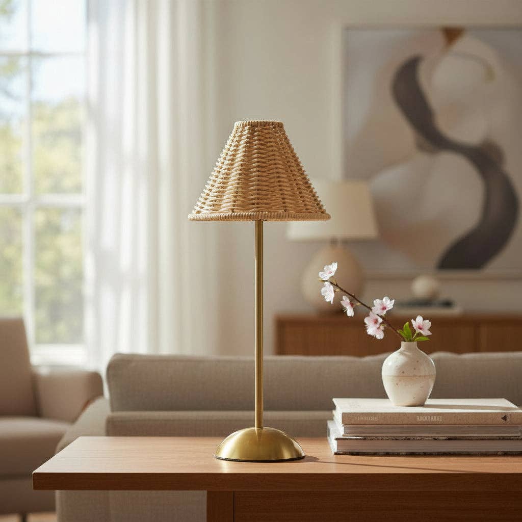 Golden Rattan Led USB Lamp