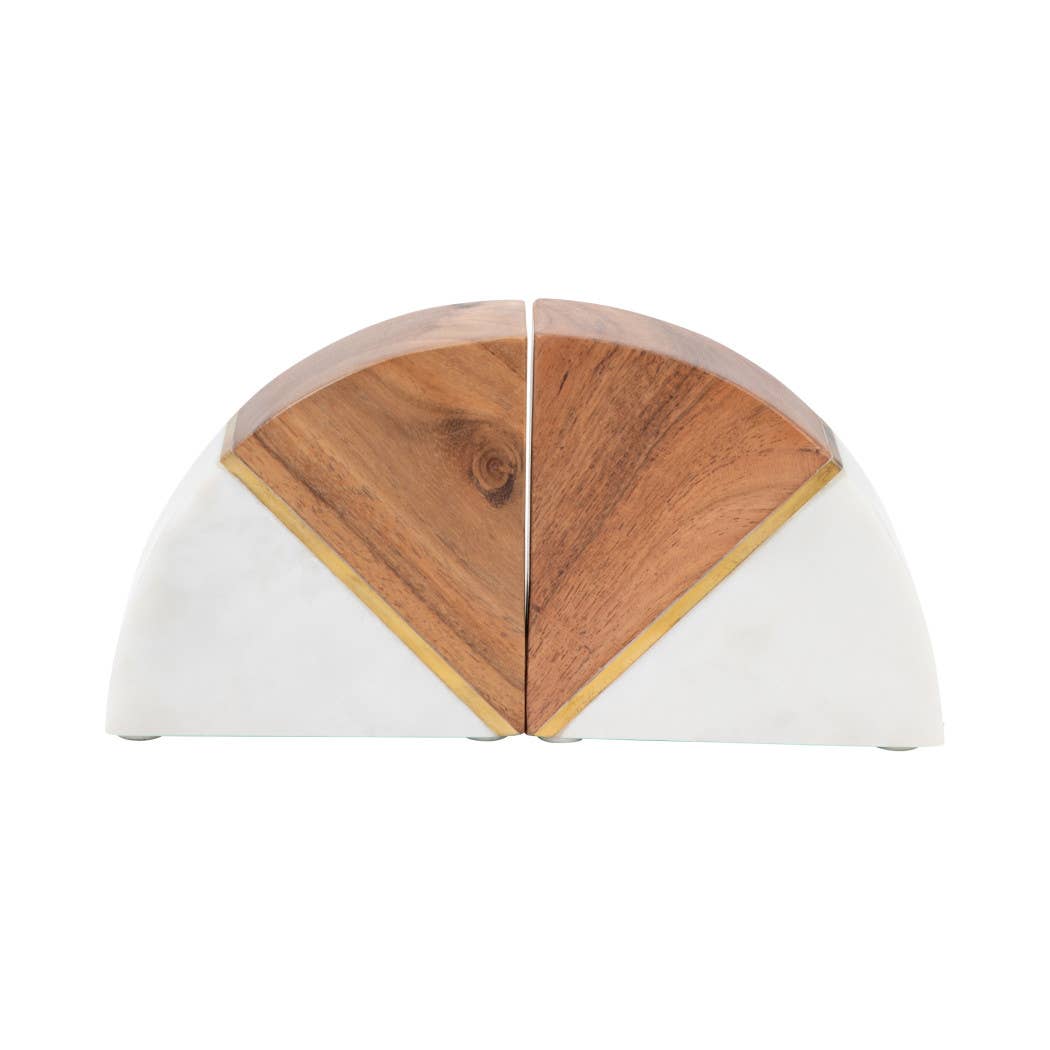 Marble Wood and Brass Bookends / Set of 2 - Cloth + Cabin