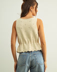Raquel Sleeveless Button Front Knit Top