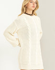 Chloe Cable Knit Ribbed Mini Sweater Dress