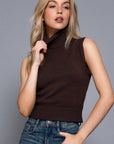 Aileen Sleeveless Turtle Neck Sweater Top