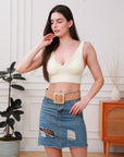 Marbled Swirl Square Buckle Elastic Belt