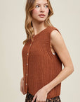 Shaylee Textured Button-Up Sweater Vest