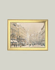 Graben in Vienna at Snow Flurry Framed Antique Art